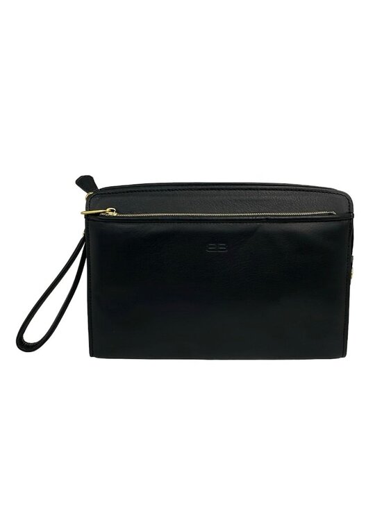 Balenciaga Handbags - Balenciaga BB Clutch Black Detachable Hand Strap Leather